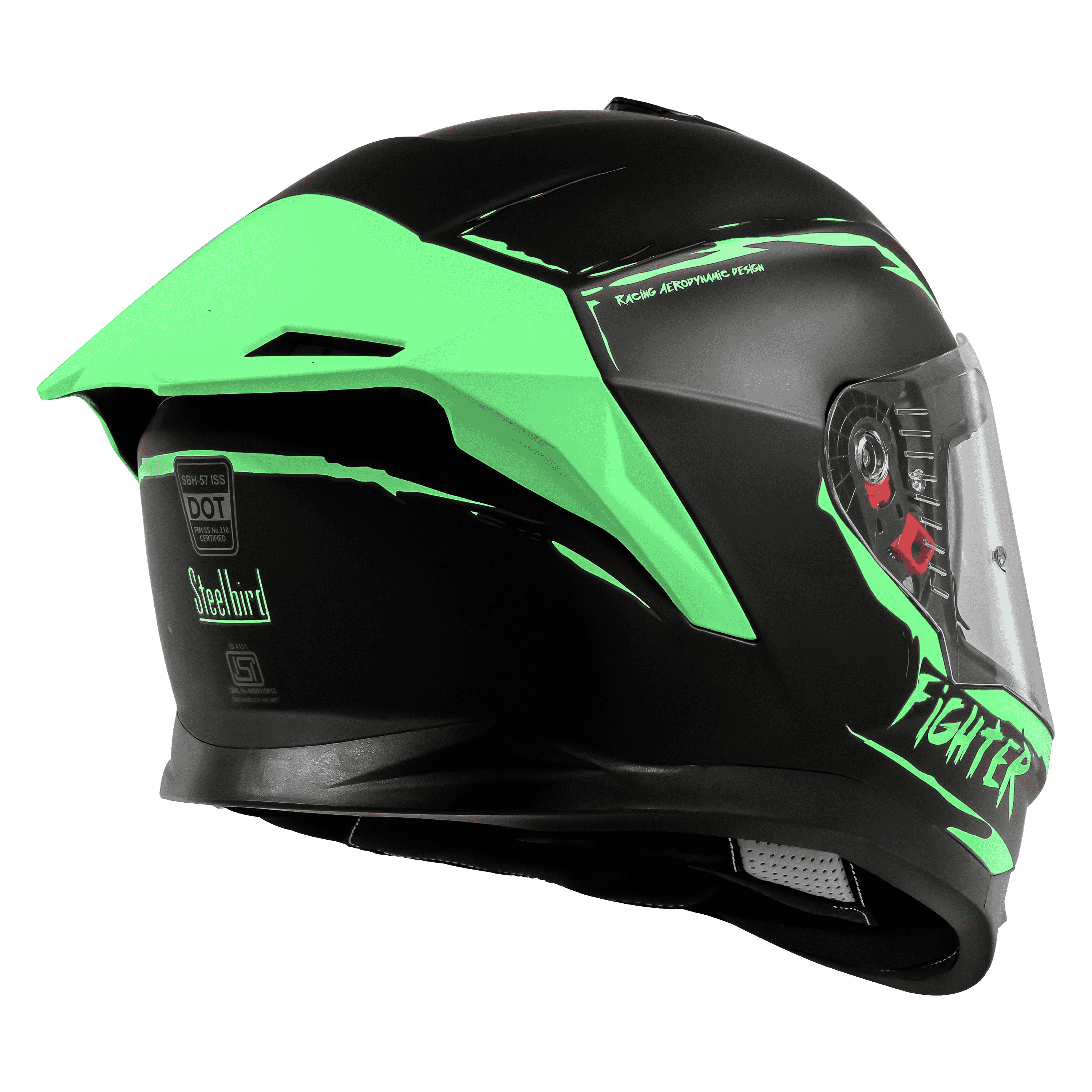 SBH-57 ISS FIGHTER F2 GLOSSY BLACK WITH GREEN